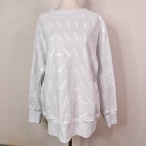 Maison Margiela Womens Sweatshirt Tape Print White Size XS Oversized Avant Garde